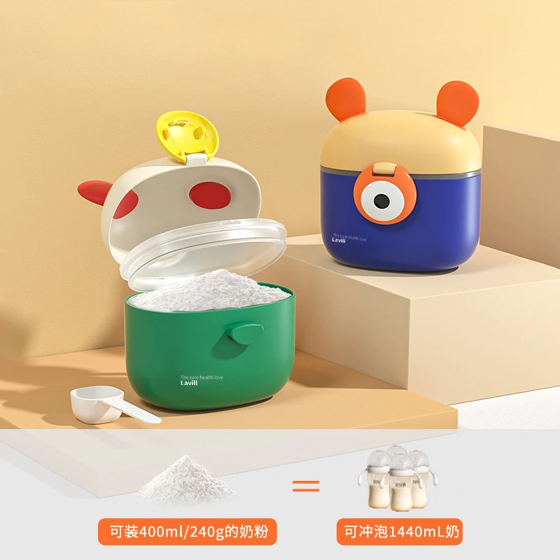 Portable Milk Powder Box Cow Milk Powder Dispenser Food Preservation Box with Spoon Compartment for Visiting Picnic Outing