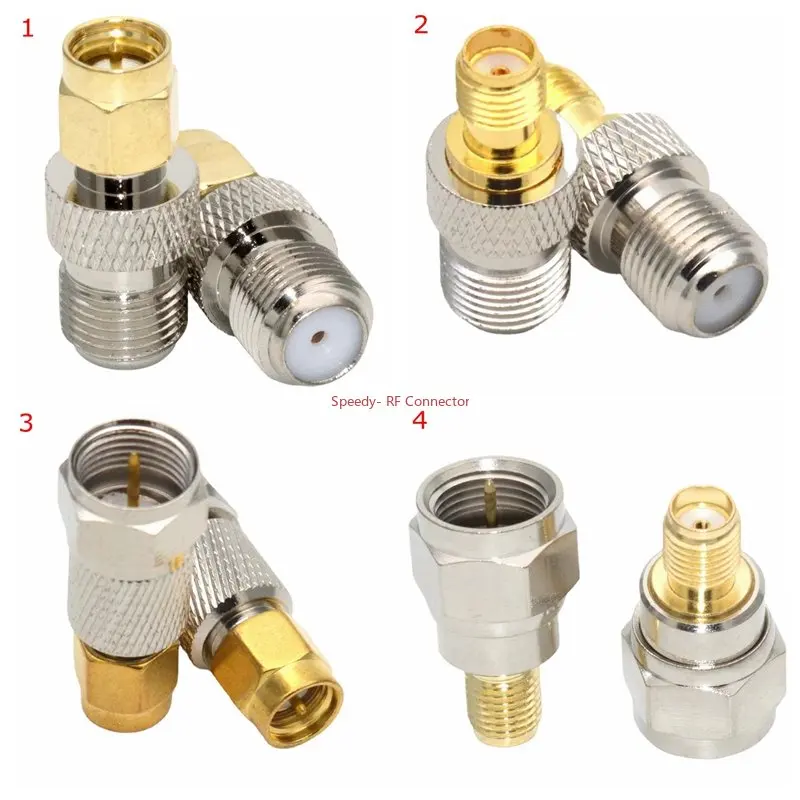 para Sma Conector Sma para f Masculino Feminino em Linha Reta Coaxial Terminal de Fio Conversor de Latão Banhado a Ouro de Cobre de Alta Qualidade Novo 10 Pcs f