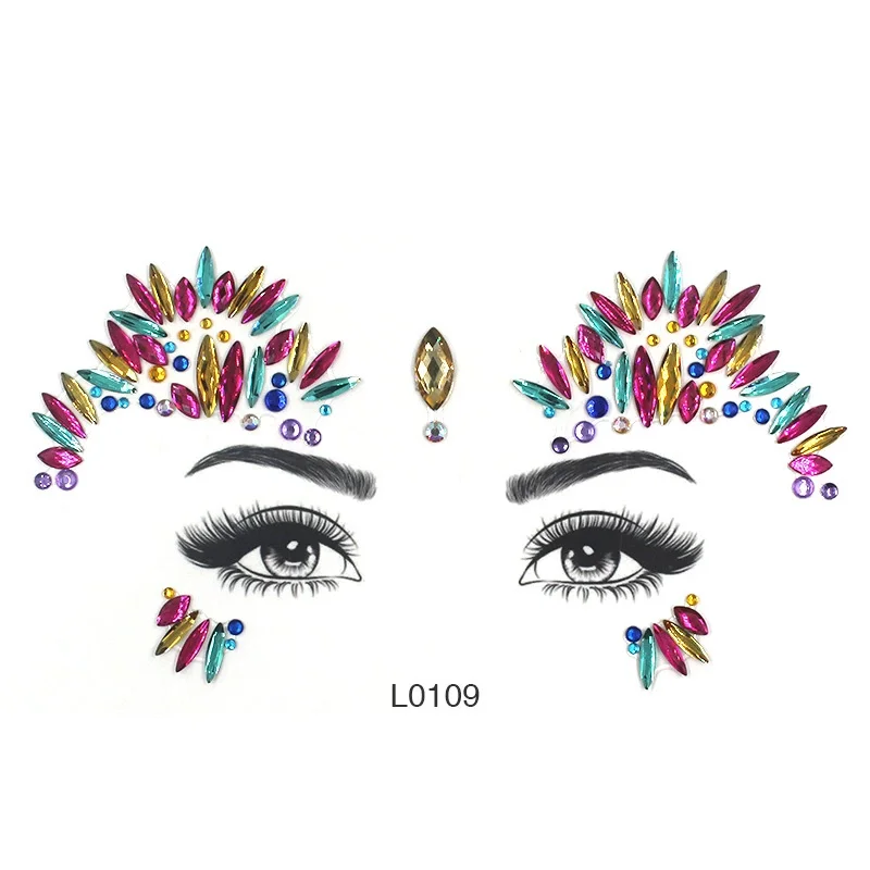 3D Face Jewels Sticker Temporary Tattoo Crystal Rhinestone Stickers Body Art Shiny Gem Tattoo Makeup Stickers Face Gems Sticker