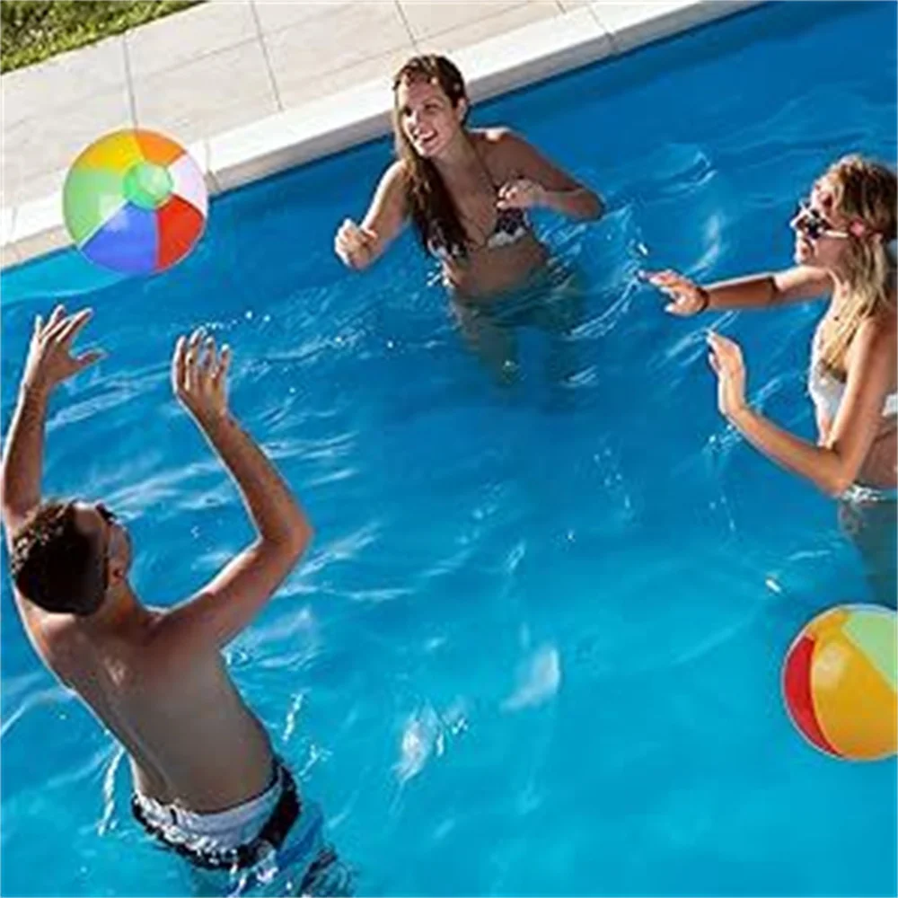 Inflatable Beach Ball 6 Colors PVC Water Toy for Pool Lake Party Summer Fun Two Sizes manual pump