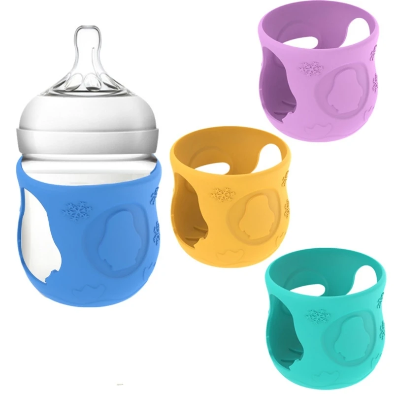 4 PCs BPA Free Silicone Baby Bottle Sleeves with Handles Anti-drop Silicone Feeding Bottle Holder 120ml/240ml Avent