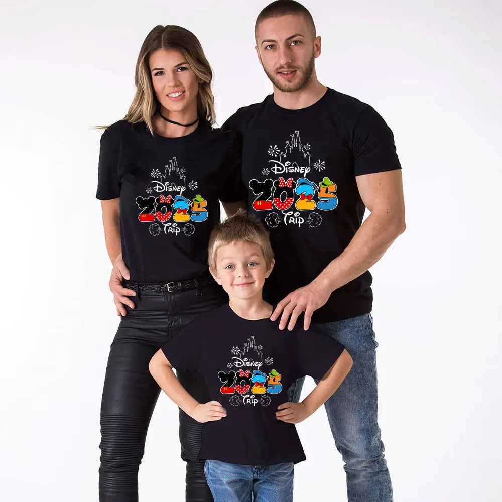 2025 Disney Trip Mickey Minnie Mouse Family Matching Shirts Cotton Dad Mom Bro Sis Kids T Shirt Baby Rompers Matching Clothes 5
