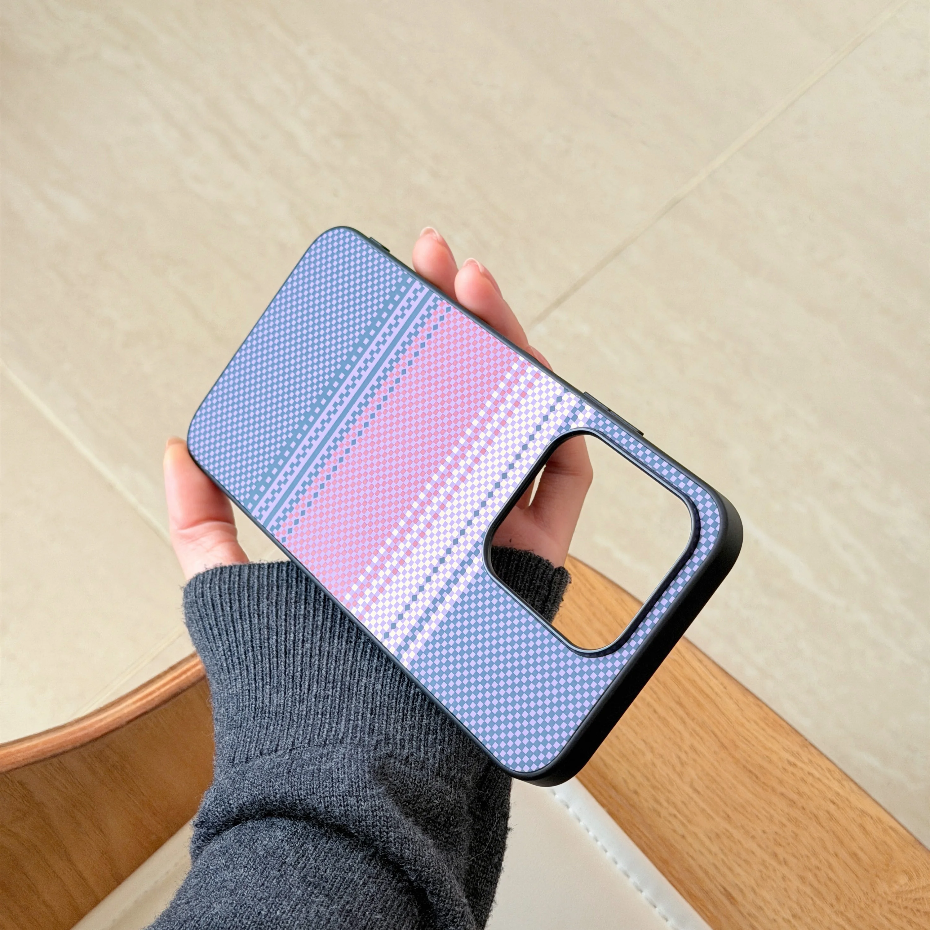 Contrasting Fiber Pattern Shockproof Mobile Phone Case Cover
