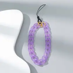 Vibrant Candy Color Ring Buckle Phone Lanyard Charm Bracelet - Stylish Anti - Lost Strap Gifts (Purple)