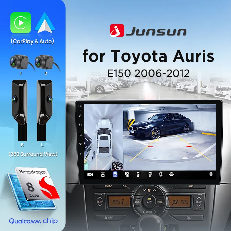 Junsun 360° ° Panorama Kamera Auto Radio Für Toyota Auris E150 2006-2012 Drahtlose CarPlay Bildschirm Android Auto Stereo GPS Navi RDS