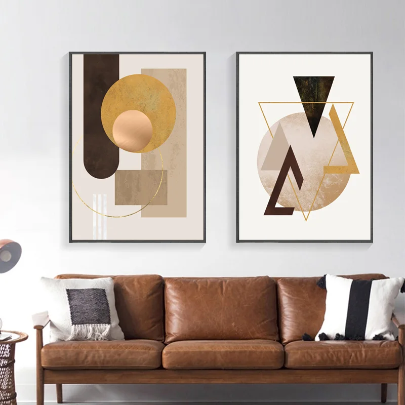 

Abstract Canvas Painting, Geometric Poster Printing Mural, Modern Splicing Style, Abstract Painting of Living Room Sofa Backgrou