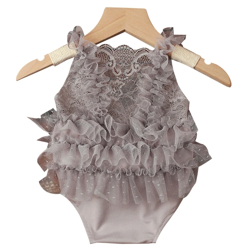 Baby Romper Headpiece Photoshoot Costume Posing Wear 0-1Month Infant Photo Suit infant baby girls romper sleeveless romper with ruffle decoration lace print bottom button summer clothing 0 24months