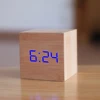 New Qualified Digital Wooden LED Alarm Clock Wood Retro Glow Clock Desktop Table Decor Voice Control Snooze Function Desk Tools 4