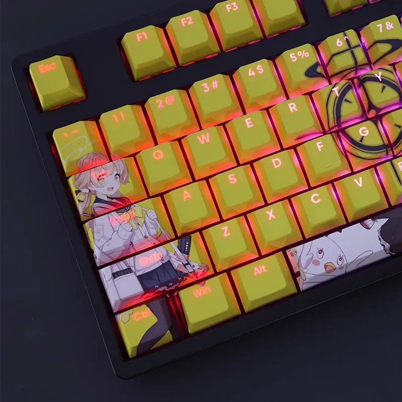 Azul Arquivo Azitani Hifumi Keycap Teclado Retroiluminado Pbt Anime Gaming Key Caps para Ansi 61 87 104 108 Teclas por Conjunto - Imagem 5