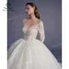 Long Sleeve Wedding Dress 2025 Luxury Shiny Appliques Beaded Ball Gown Princess Bride SwanSarah AV01 customized Vestido De Novia 1