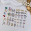 5PCS/3PCS New Luxury Metal Zircon Nail Charms LZ Castle Style Bow Pendant Zircon Nail Parts Nail Supplies For Professionals 1