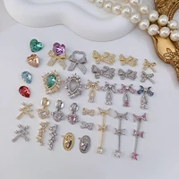 5PCS/3PCS New Luxury Metal Zircon Nail Charms LZ Castle Style Bow Pendant Zircon Nail Parts Nail Supplies For Professionals 1