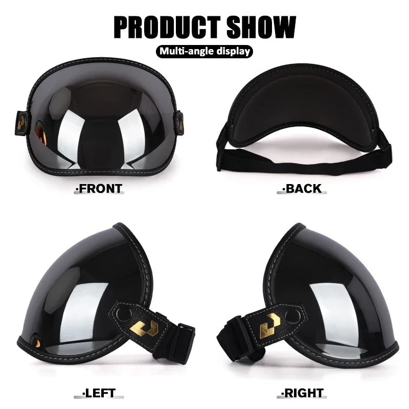 Uchoose Fit All Vintage Retro Open Face Half Helmet Motorcycle Helmet Bubble Shield Visor Lens Sunglasses Goggles Accessories 5