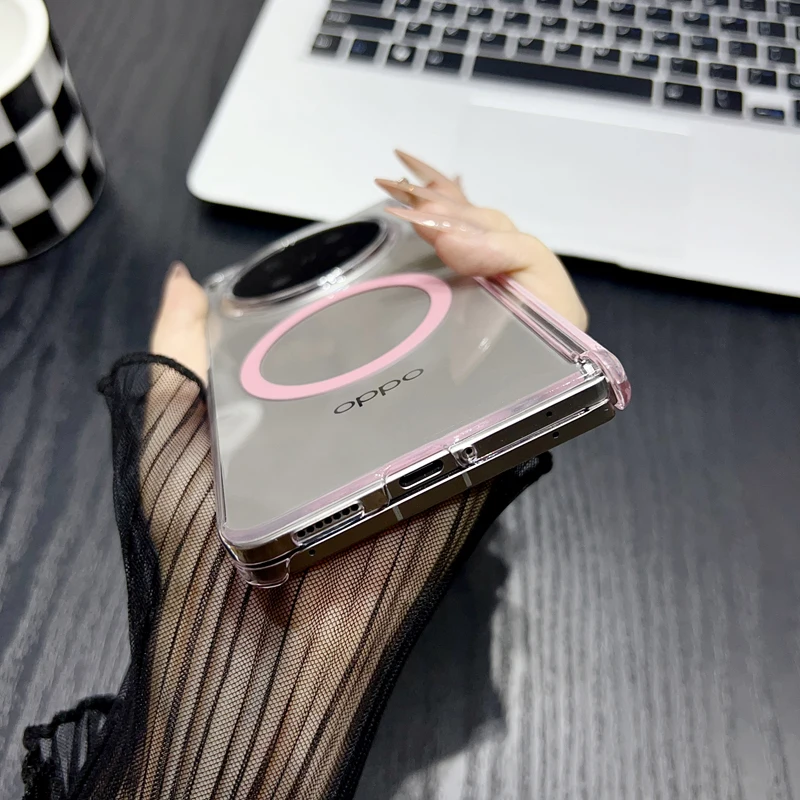 Clear High Definition Protective Case with Dual Hinge Support and Magnetic Suction