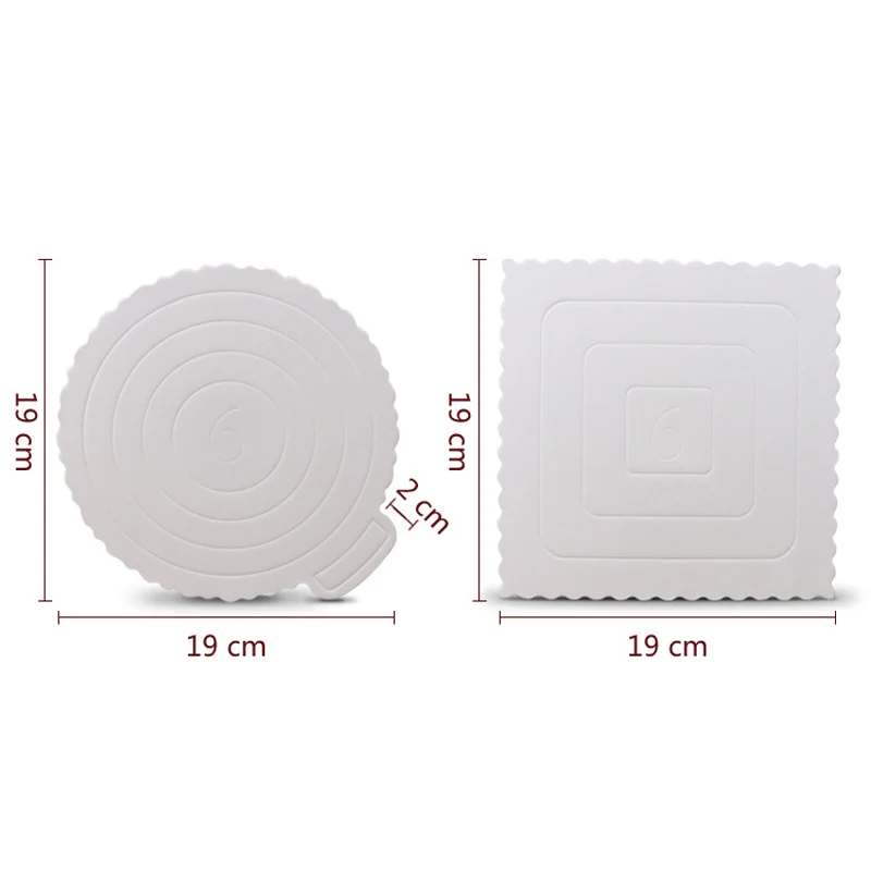 6inch 5pcs White Mousse Mat Bottom Square Cake Boards Round Dessert Cake Display Tray Biscuit Decoration Bottom Shop