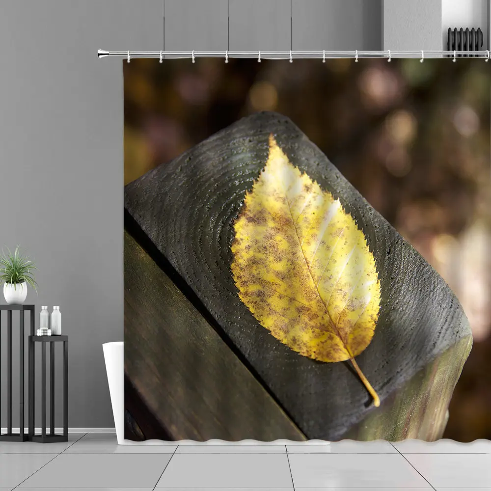 

Green Tree Leaf Ship Shower Curtains Natural Scenery Bathroom Decor Hanging Curtain Set Waterproof Polyester Fabric Bath Screen