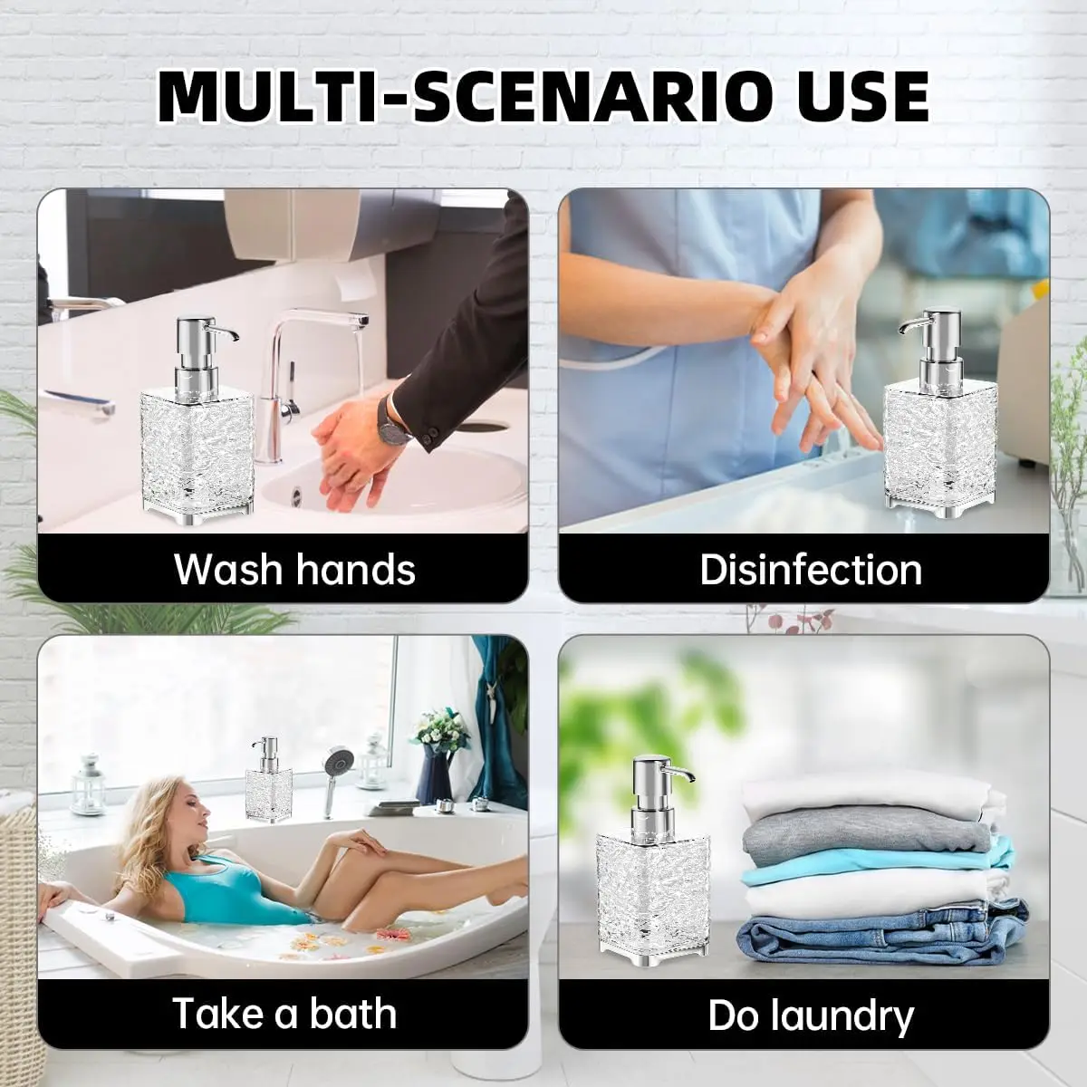 Multipurpose Soap Dispenser Easy to Clean Glass Soap Pump Dispenser Ideal for Bath and Bathroom 6