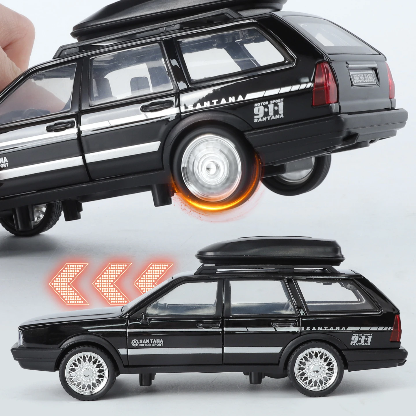 1:32 스케일 VolksWagenwerk Santana 왜건 합금 Diecast 모델 친구 선물 소리와 가벼운 장난감을 위한 장식적인 유행 장식품