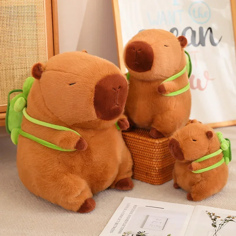 Cute Capybara With Backpack Plush Toys Sitting Lovely Cartoon Animals Stuffed Dolls Home Decor Sofa Plush Pillows Holiday Gifts capybara stuffed toys