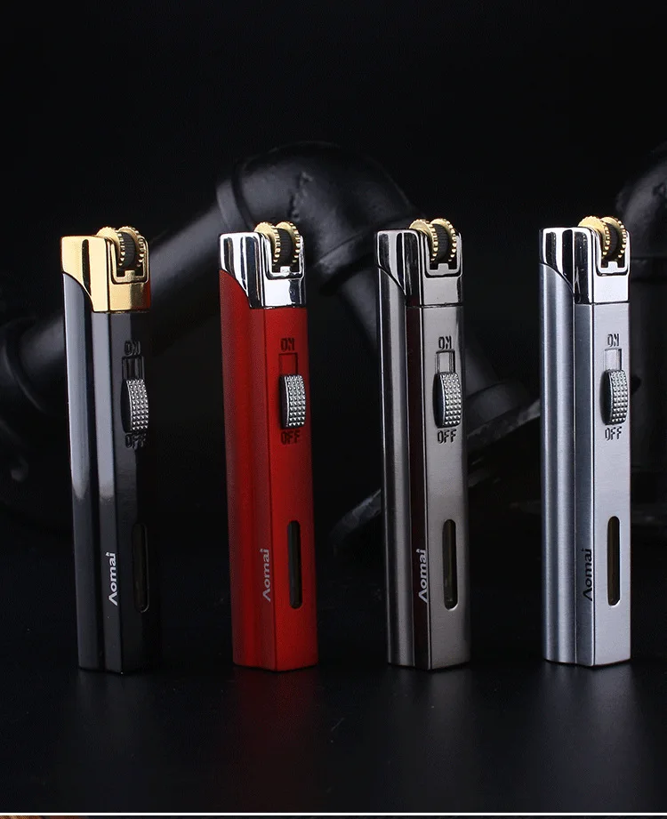 Description Picture 4 of itemMini Windproof Jet Blue Flame Turbo Butane Gas Torch Lighter Visible Gas Window Safety Lock Fire Switch Portable Cigar Lighters