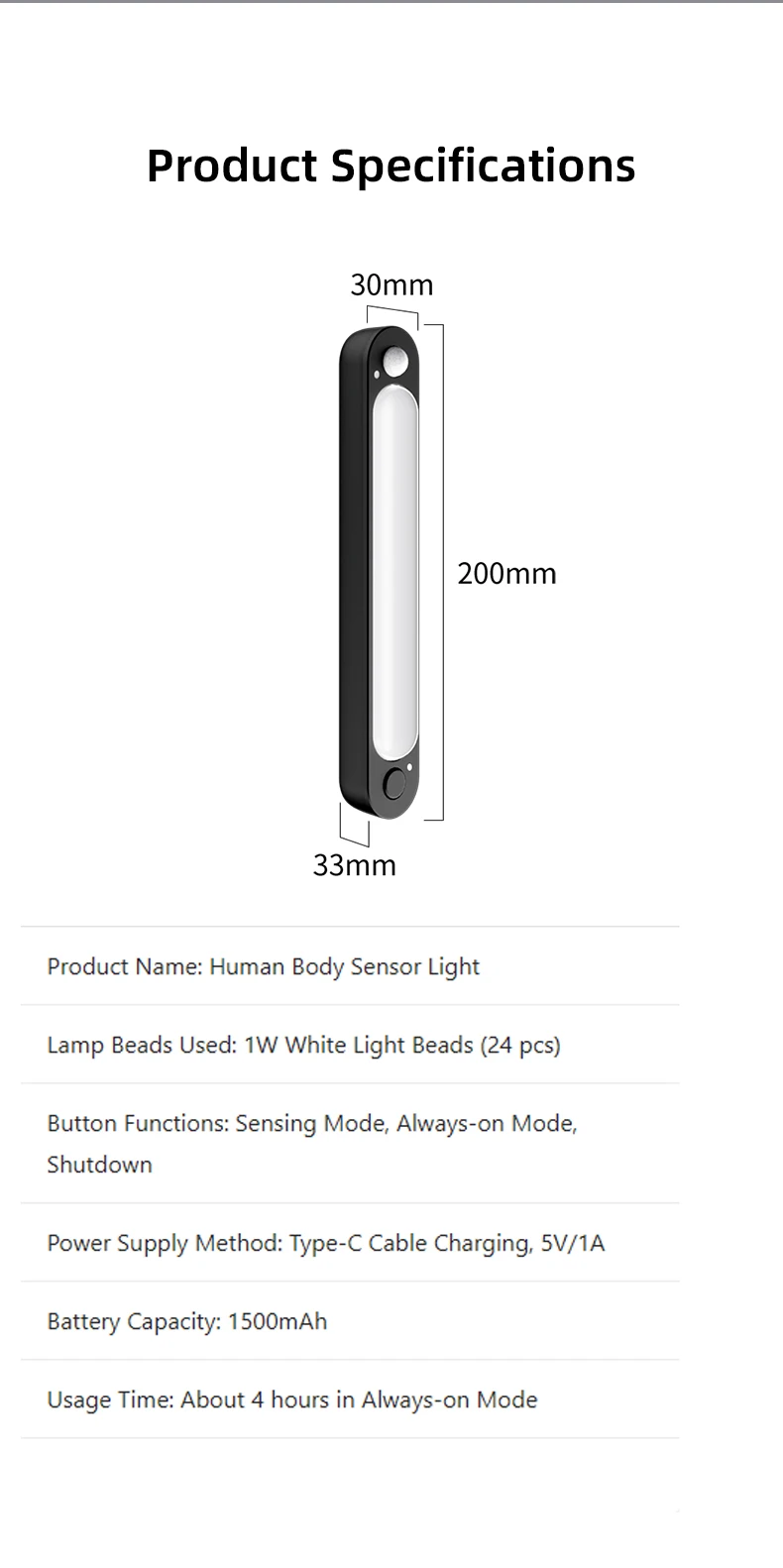 SEAMETAL Verbesserte Kofferraum-Bewegungssensorleuchte, kabellose Auto-LED-Automatikleuchte mit hoher Helligkeit, 1500 mAh, USB-Aufladung, Schranklampe – Detail 10