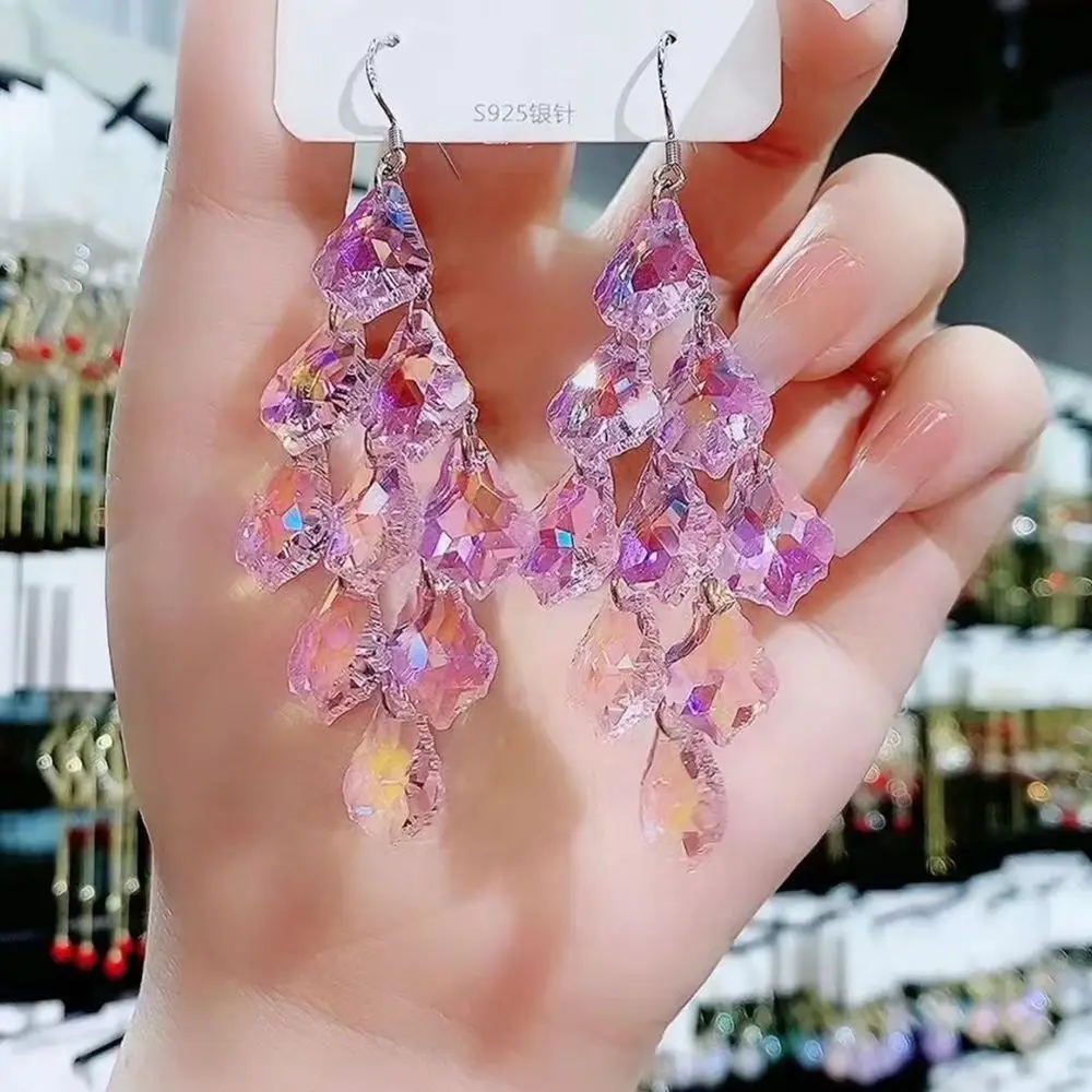 Light Pink Teardrop Bridal Earrings - Crystal Cubic Zirconia Dangle Earrings For Wedding & Prom
