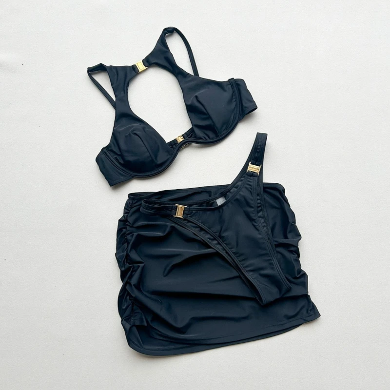 Female Bikini Set 3 Pieces Bikini Sets Sexy Women Swimsuit Swimwear Push Up Beachwear Bathing Suit Skirt wimming Suit Cover Ups - 3