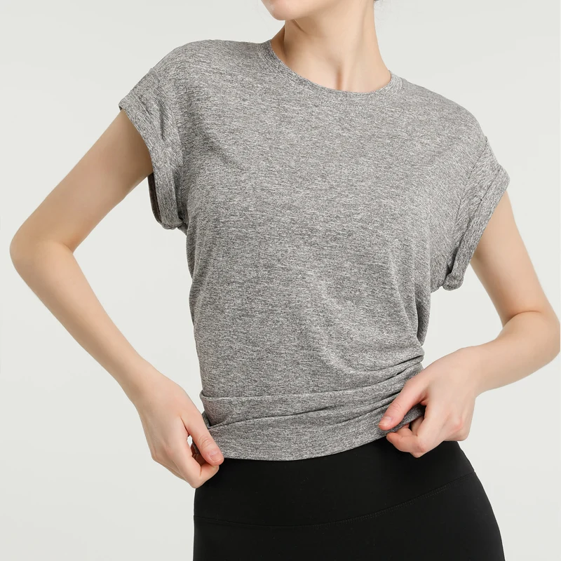 VITALINOVO Women's Workout Tanks Tie Back Short Sleeve Shirts Yoga Athletic Open Back Sport Gym Tops Breathable Gym T Shirts 3