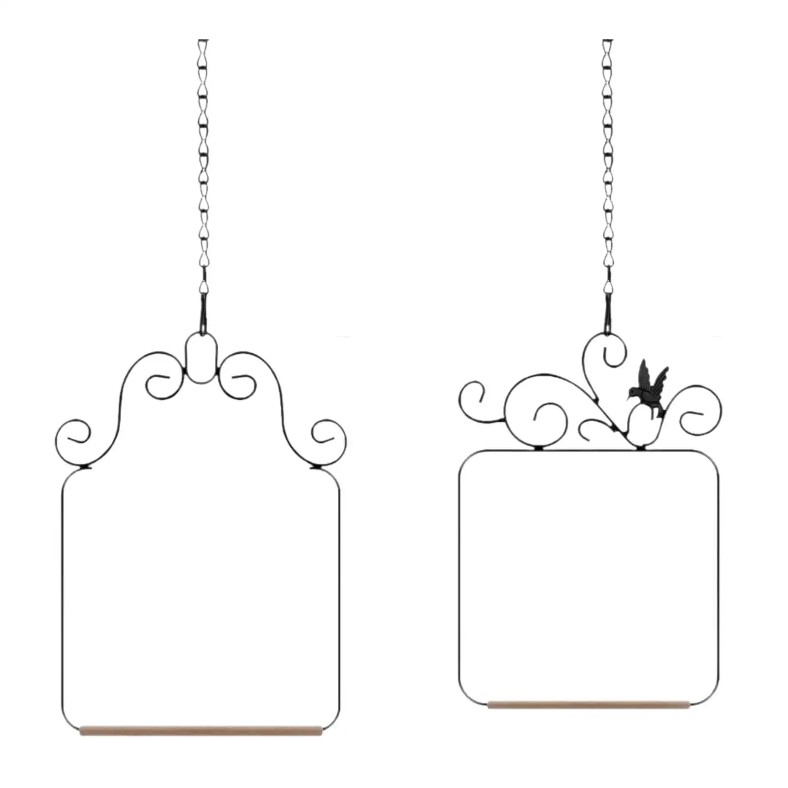 2x Hummingbird Swings Hanging Outdoor Metal Frame Wooden Perch Bird Swings for Small Birds Cockatiels Farmhouse Office Patio