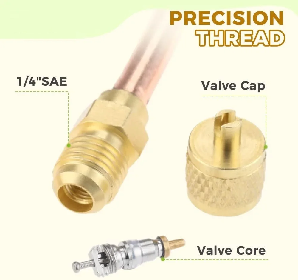 10-Pack HVAC Service Valve Cores - 1/4" SAE X 1/4" OD - 2.75" Stem - For Refrigeration & AC