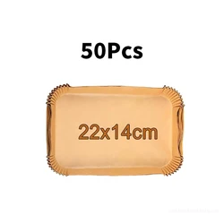 Rectangle Non-Stick Disposable Air Fryer Paper - Oilproof Baking Liner and Oven Mat (50Pcs 22x14cm)