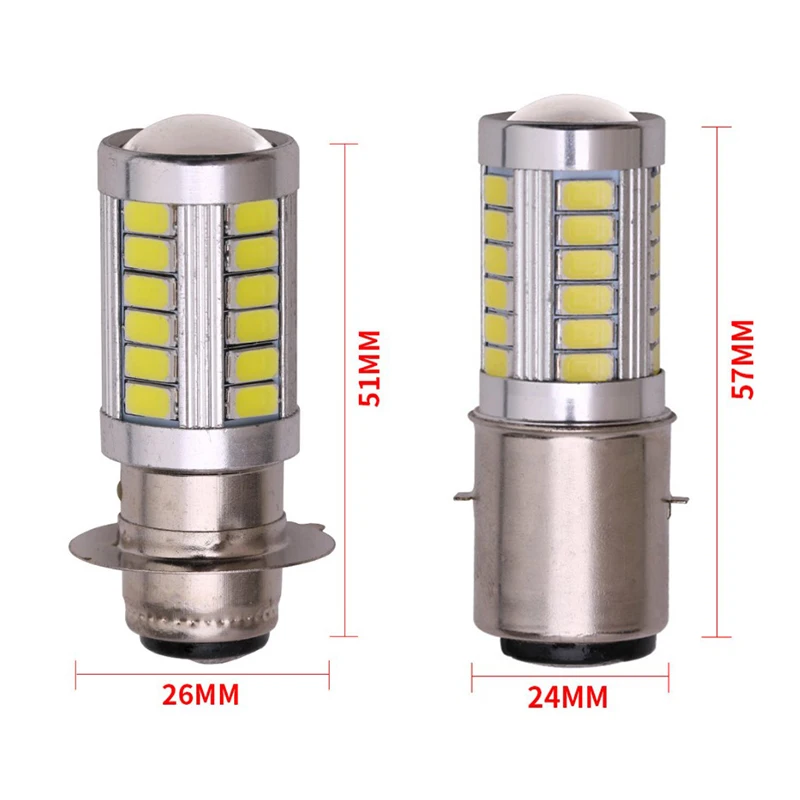 LED 안개등 램프, 자동 오토바이 헤드라이트, 33 SMD 모터 헤드램프, PX15D, BA20D, 1 개
