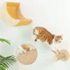 Wall Mounted Cat Tree Cat Climbing Wooden Shelves Climbing Hammock Set Scratching Post and Ladder for Cats Playing and Sleeping 4