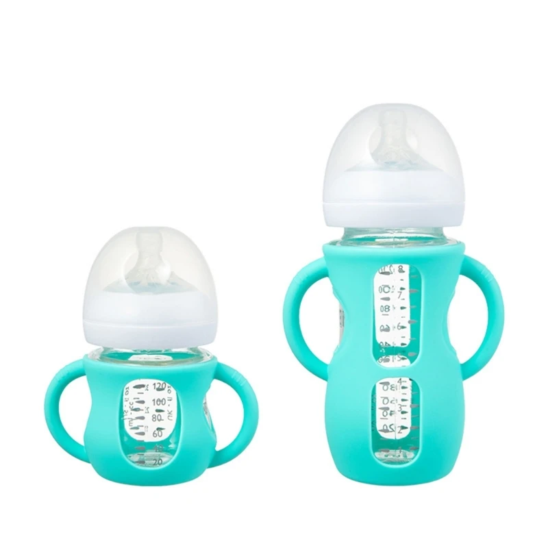 Silicone Bottle Sleeves for Avent Natural Glass Baby Bottles Food-Grade Bottle Sleeves with Grip Handle Protection Cover