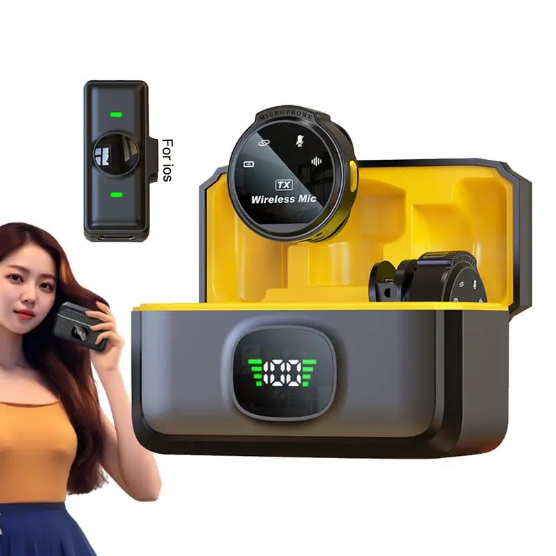 

Wireless Lavalier Portable Round Lavalier Microphones Phone Microphone System 8H Battery Life Noise Cancellation Clip-On