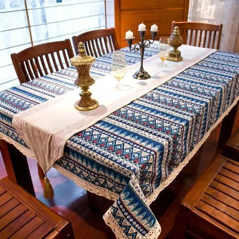 JYMW153-A Cotton and linen tablecloth rustic and fresh home grid patterned cotton and linen tablecloth 2
