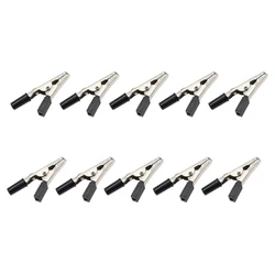 Premium Metal Alligator Clips with Screws and Solder Ports - Set of 10 (Black - 10pcs)