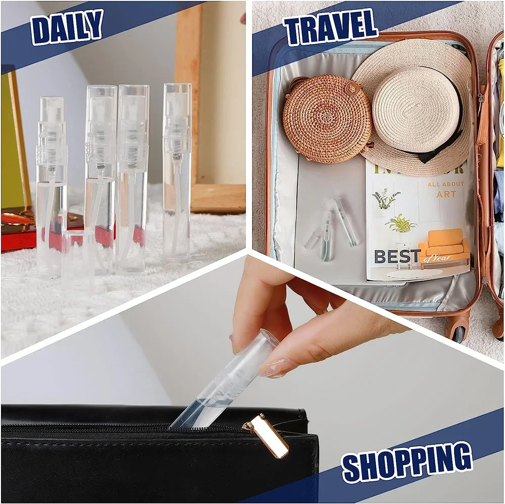 Mini Clear Plastic Spray Bottle 20pcs 2ML-10ML Empty Perfume Atomizer Sample Bottles for Travel Essential Perfume Liquid