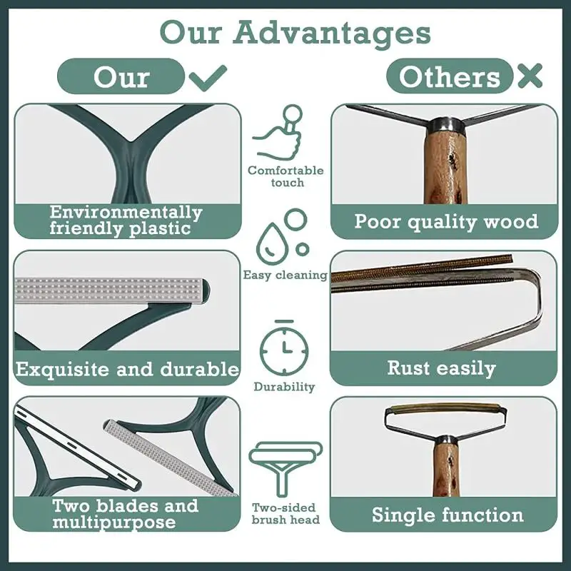 2/1PC Silicone Double Sided Pet Hair Remover Lint Remover Clean Tool Shaver Sweater Cleaner Fabric Shaver Scraper Clothes Carpet 5