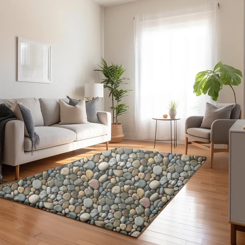 שטיח קיווי מאבן שחורה זן ספא עם תוספת פירות ייחודית, שטיח כניסה מודרני לחדר האמבטיה, מינימליסטי, מושרה בטבע