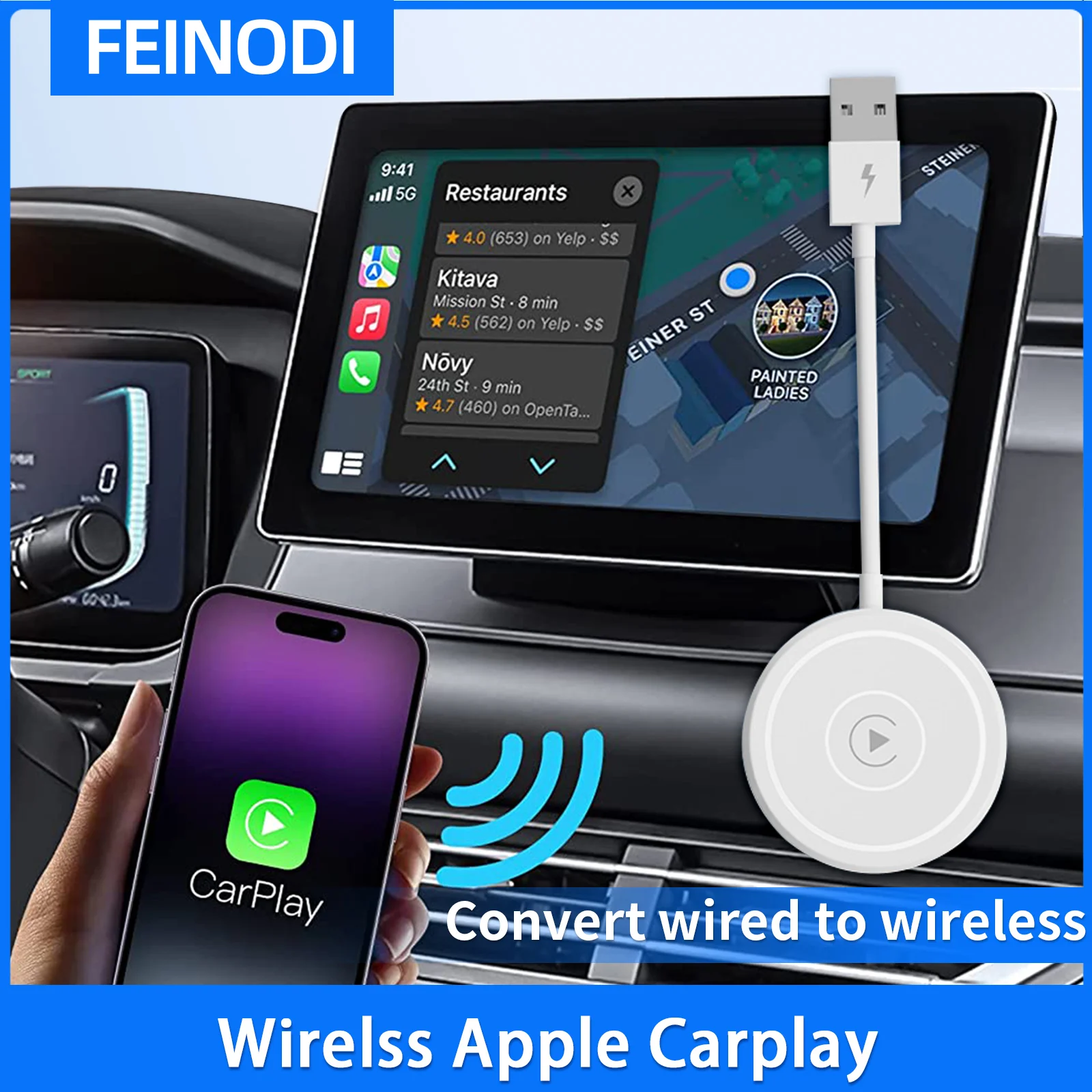 Carplay Wireless Adapter/dongle For Factory Wired Carplay Cars Converts Wired To Wireless For