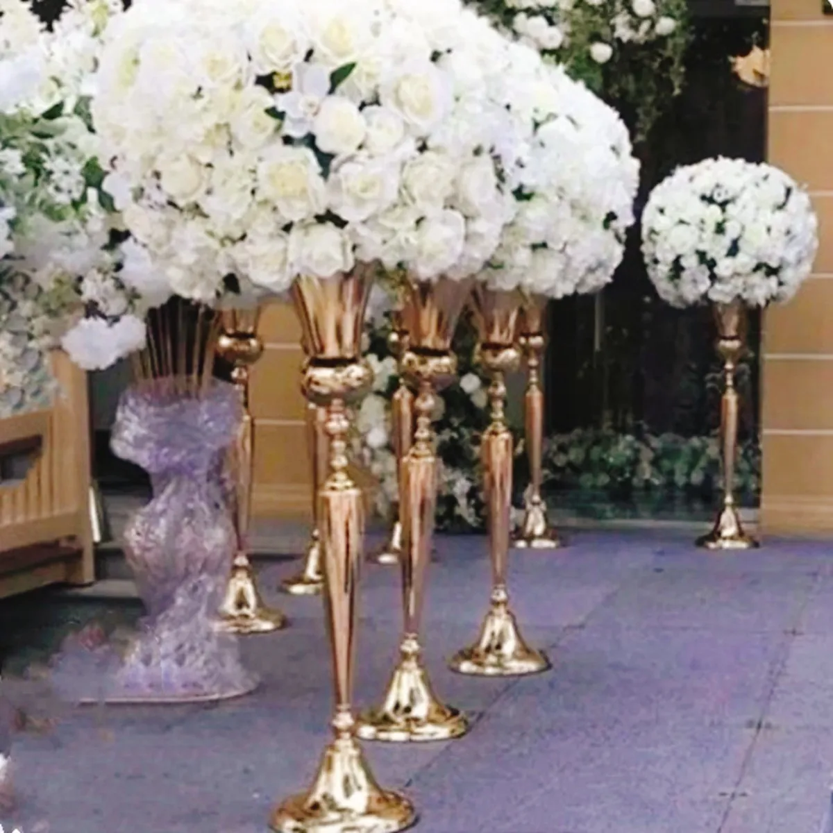 

4pcs/8pcs/10pcs)H80cm/ 98cm) Gold Metal Flower Vase Column Stand gold centerpieces For Wedding stage Event Party Decoration