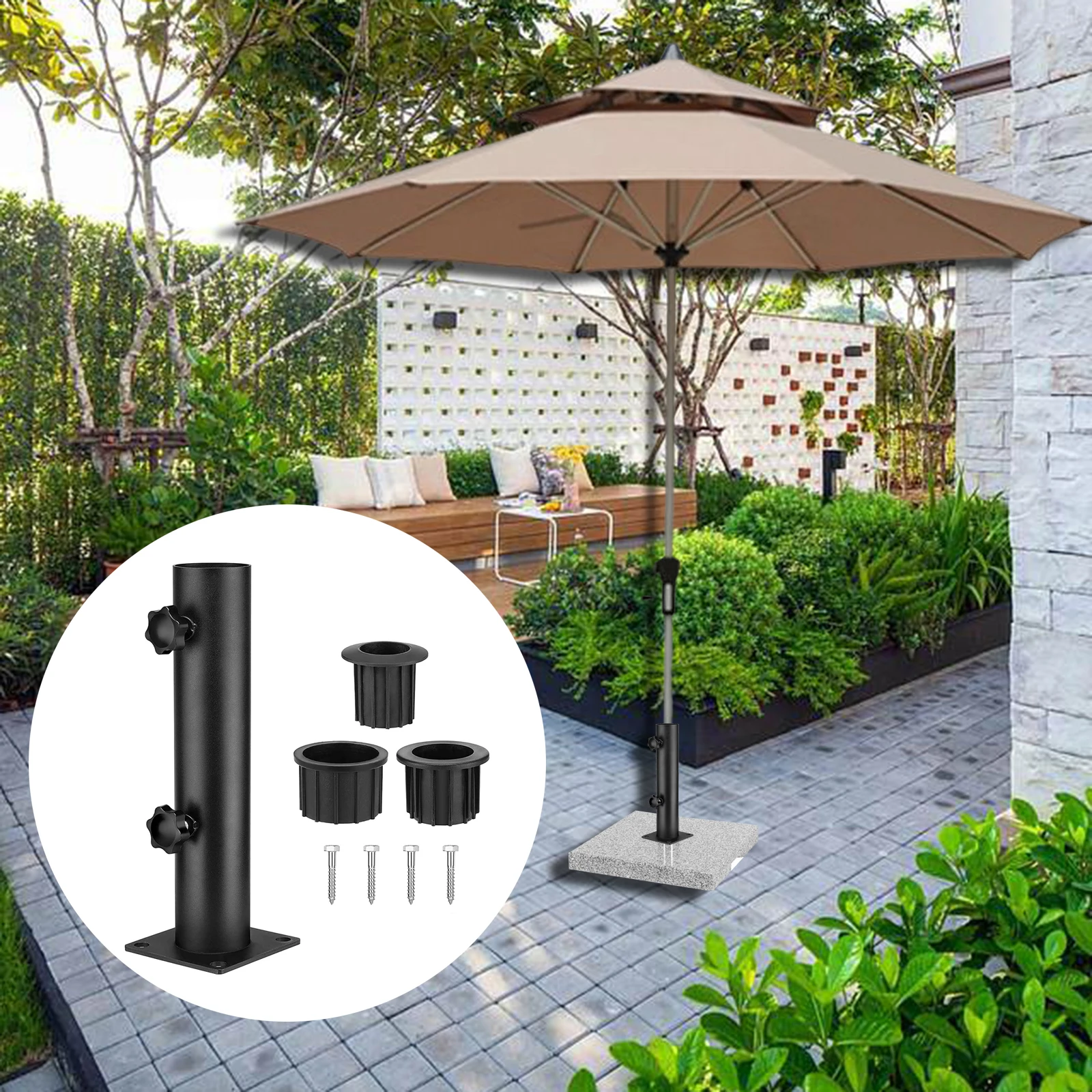 Umbrella Stand Tube Replacement Sun Shelter Marble Flag Pole Holder Deck Steel for Courtyard Summer Beach Beach Pontoons Docks