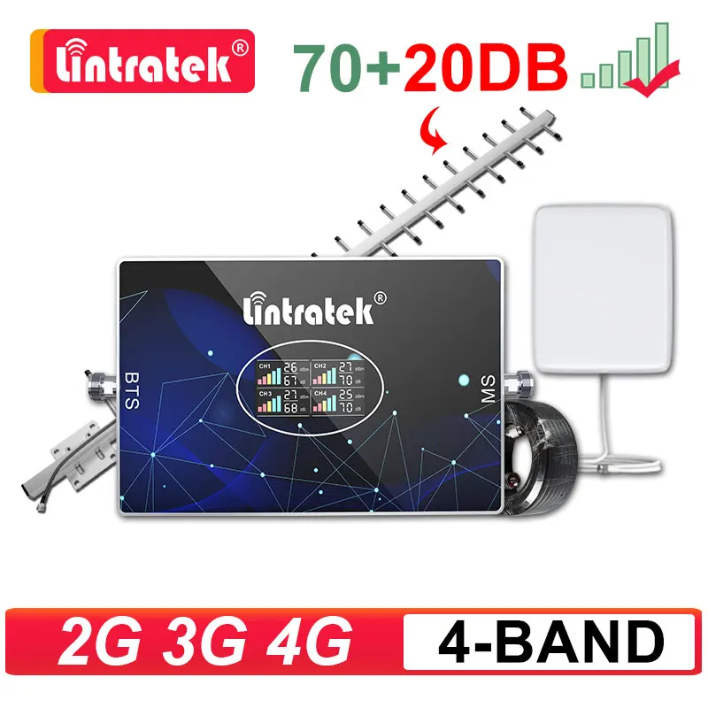 

Lintratek 4-полосный усилитель сотовой связи LTE 700 850 900 1700 1800 1900 2100 МГц усилитель сигнала B28 2G 3G 4G Repaeter 20dBi антенна