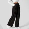 Women Straight High Waisted Trousers Fashionable Casual Loose Women'S Pants Solid Color Wide Leg Trousers 2