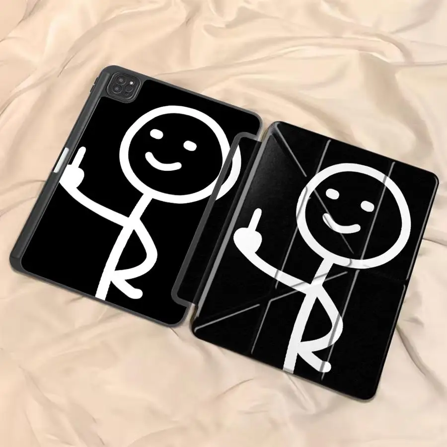 Whimsical Finger Stick Figures Tablet Case - Cartoon Art Design