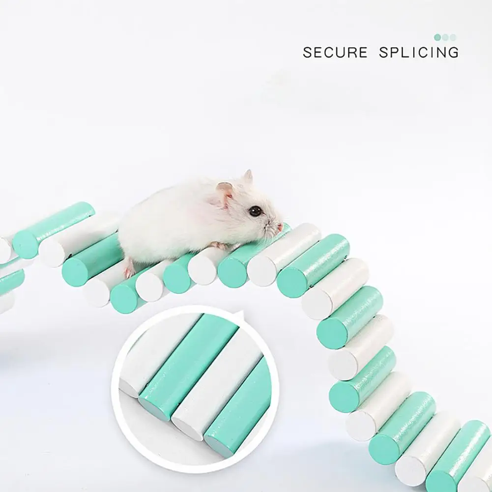 Hamster Colorful Exercise Ladder High-Strength Natural Wooden Climbing Toys Pet Supplies With 2 Fixing Hooks