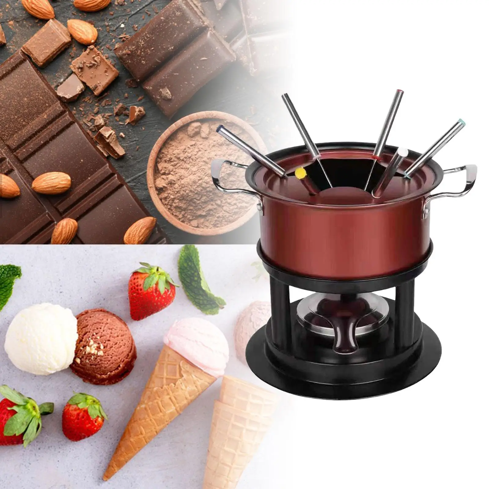 Fondue Maker Pot Lightweight Chocolate Fondue Mug Portable Multipurpoise Fondue Pot Set for Wedding Picnic Camping Holiday Sauce