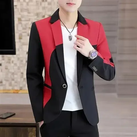 thumbnail image 1 of Abrigo de fiesta Blazer masculino Blanco Negro Chaquetas de traje de hombre Original Nuevo en ropa de primavera Ropa de hombre Clásico Sencillo Pecho, 1 of 5