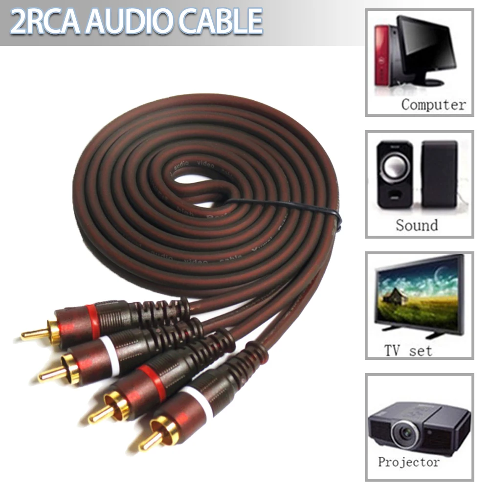 Новый кабель 2RCA к 2RCA AV, экранированный линейный усилитель Lotus HiFi Digita с четырьмя головками, видеомагнитофон, кабель для подключения сигнала DVD